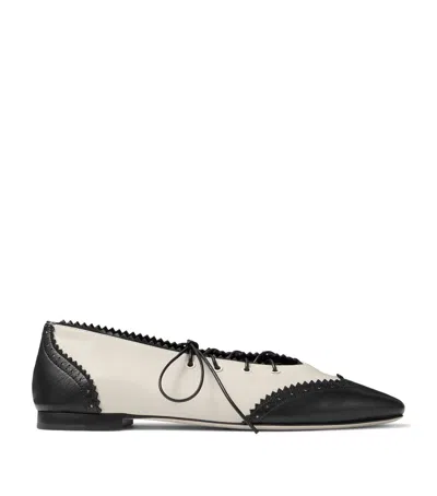 Jimmy Choo Margot Leather Lace-up Flats In White