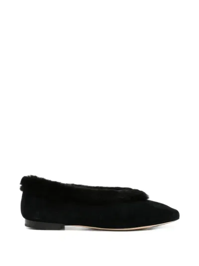 Jimmy Choo Margot Shearling Ballet Flats In Black