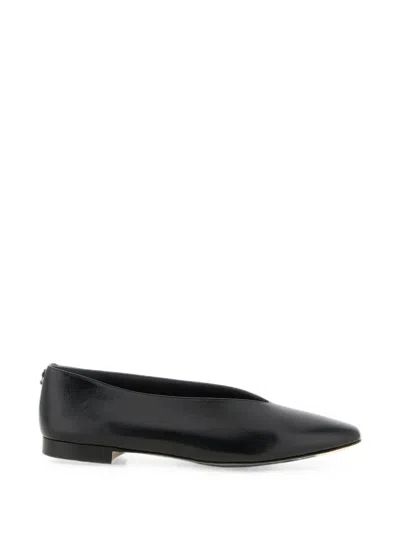 Jimmy Choo Margot Pointed Toe Leather Ballet Flats In Black
