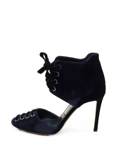 Pre-owned Jimmy Choo Mari Cut-out Ankle Boots In Blue
