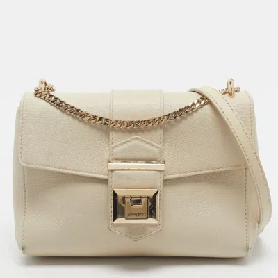 Pre-owned Jimmy Choo Marianne/xb Cream Leather Shoulder Bag In White