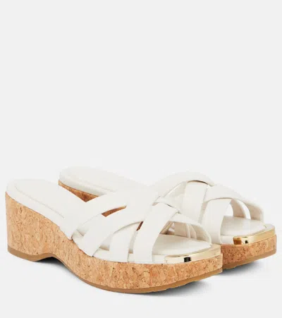 Jimmy Choo Maribou 50 Leather Sandals In Brown