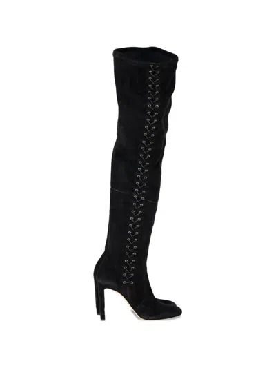 Pre-owned Jimmy Choo Marie Knee-high Boots In Black