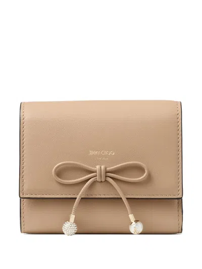 Jimmy Choo Marinda Bow-detail Wallet In Neutral