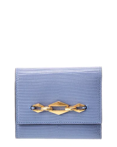 Jimmy Choo Marinda Lizard-embossed Leather Card Case In Blue