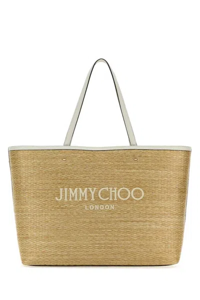 Jimmy Choo Marli Logo Embroidered Tote Bag In Beige
