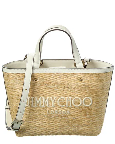 Jimmy Choo Marli Mini Raffia & Leather Tote