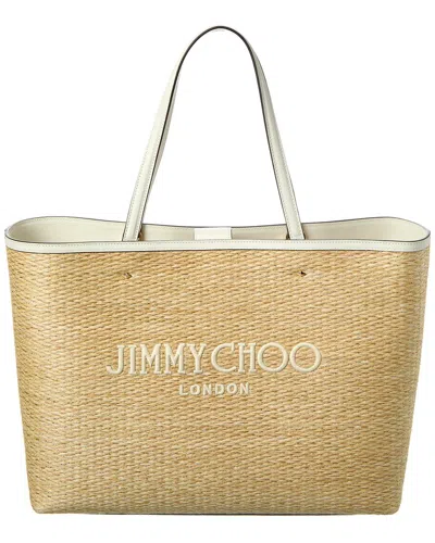 Jimmy Choo Marli Small Raffia & Leather Tote