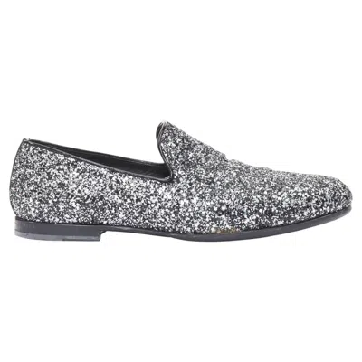 Pre-owned Jimmy Choo Marlo Silver Coarse Glitter Almond Toe Mens Evening Loafer Shoes Eu43