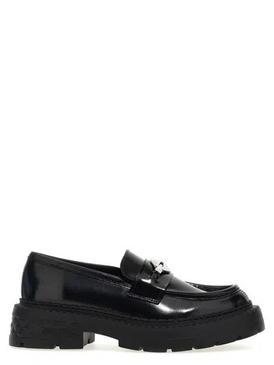 Jimmy Choo 'marlow' Black Loafers With Diamond Shaped Detail