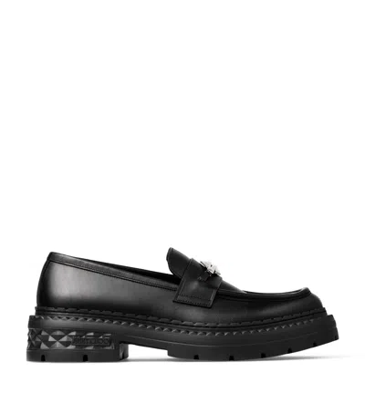 JIMMY CHOO MARLOW DIAMOND 20 LEATHER LOAFERS