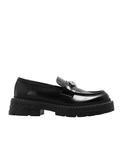 JIMMY CHOO MARLOW DIAMOND LEATHER LOAFERS