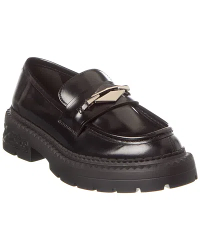 Jimmy Choo Marlow Diamond/f Leather Loafer In Black