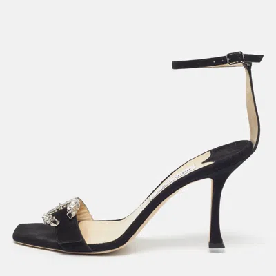 Jimmy Choo Embellished Suede Sandals In Black