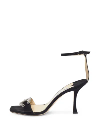 Pre-owned Jimmy Choo Marsai Crystal-embellished Heeled Sandals In Black