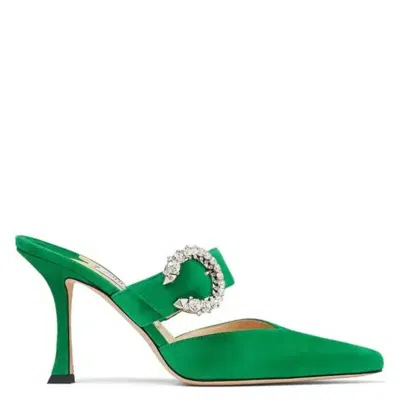 Jimmy Choo Marta 70 Suede Heeled Mules In Green