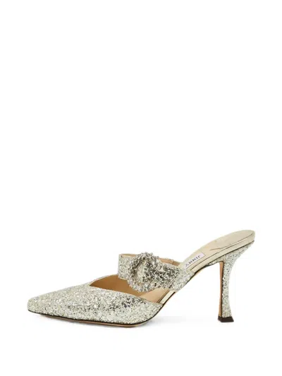 Pre-owned Jimmy Choo Marta Crystal-embellished Mules In Silver
