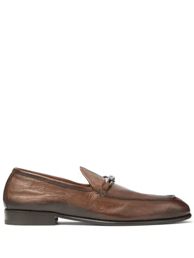 Jimmy Choo Marti Reverse Leather Loafers In Brown