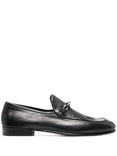 JIMMY CHOO MARTI REVERSE LEATHER LOAFERS