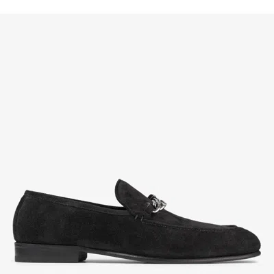 Jimmy Choo Marti Reverse Velvet Suede Loafers In Black