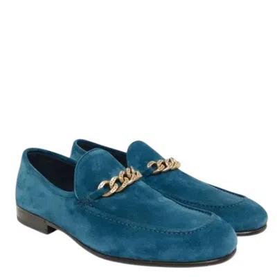 Jimmy Choo Marti Reverse Velvet Suede Loafers In Blue