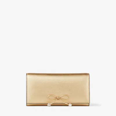 Jimmy Choo Martina Metallic-effect Wallet In Gold/light Gold