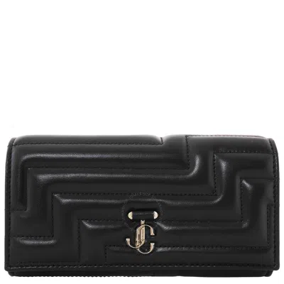 Jimmy Choo Martina Jc Emblem Nappa Leather Continental Wallet In Black