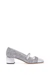 Jimmy Choo Glitter Mary Jane Pumps With Metallic Accents In Silver