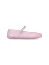 Jimmy Choo Embellished Perforated Round Toe Ballerina Shoes In Pink