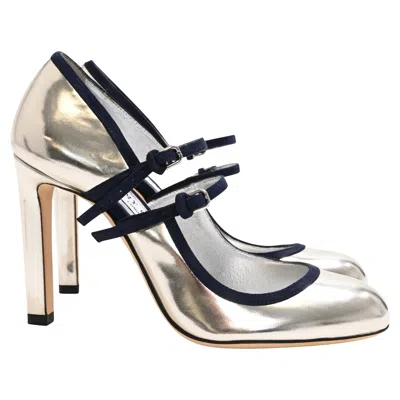 Jimmy Choo Mary Jane Pumps In Silver Leather