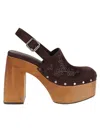 Jimmy Choo Embroidered Platform Sandals Studded Slingback In Brown