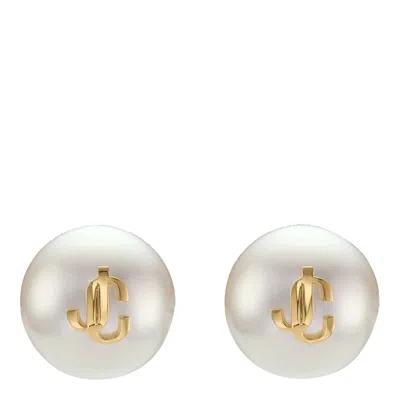 Jimmy Choo Maxi Pearl Studs Earrings In Brown
