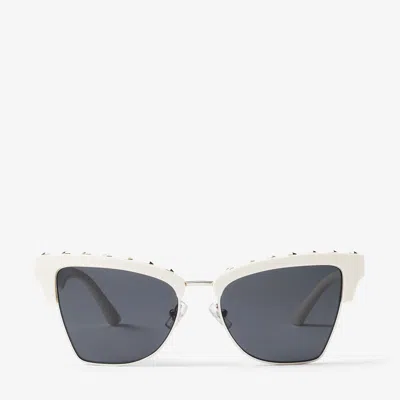 Jimmy Choo Maxime Cat-eye Sunglasses In E87 Dark Grey
