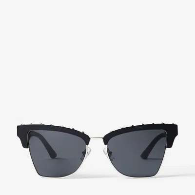 Jimmy Choo Maxime Cat-eye Sunglasses In E87 Dark Grey