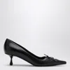Jimmy Choo Scarlett Black Pumps With High Stiletto Heel And Front Laces In Leather Woman In Black