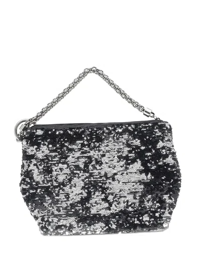Pre-owned Jimmy Choo Medium Callie Sequin Chain Tote Bag In Black