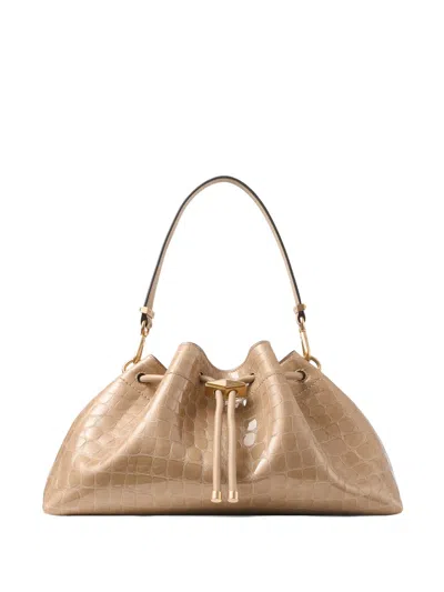 Jimmy Choo Medium Cinch Crocodile-effect Shoulder Bag In Brown