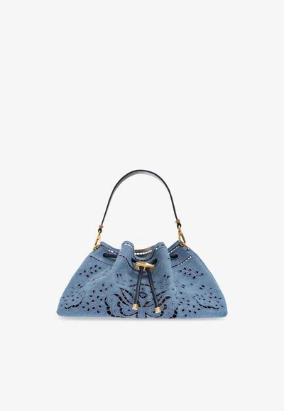 Jimmy Choo Medium Cinch Denim Shoulder Bag In Blue