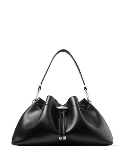 Jimmy Choo Medium Leather Cinch Bucket Bag In Black