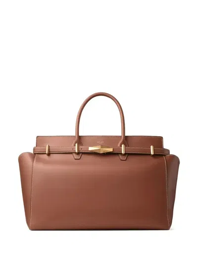 Jimmy Choo Medium Diamond Belted Tote Bag In Brown