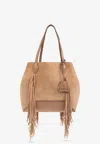 Jimmy Choo Medium Diamond Suede Fringed Tote Bag In Brown