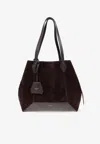 Jimmy Choo Medium Diamond Suede Tote Bag In Brown