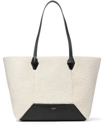 Jimmy Choo Medium Diamond Tote Bag In White