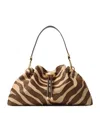 Jimmy Choo Medium Cinch Zebra-print Shoulder Bag In Sand