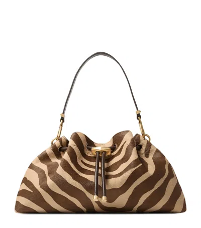 Jimmy Choo Medium Haircalf Bon Bon Cinch Bag In Sand