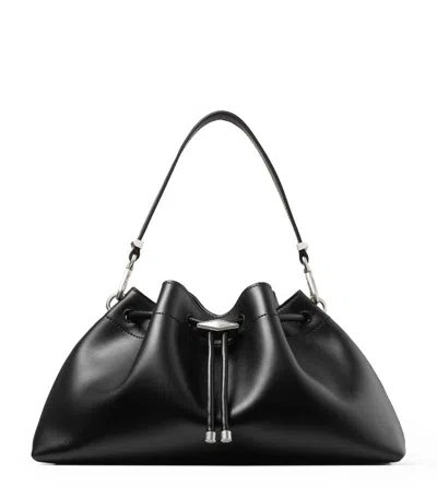 Jimmy Choo Medium Leather Cinch Bucket Bag In Black