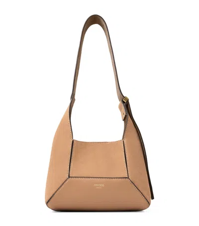 Jimmy Choo Medium Leather Diamond Hobo Shoulder Bag In Sand