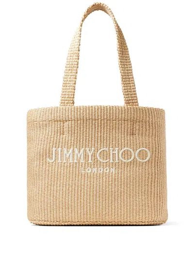 Jimmy Choo Medium Logo-embroidered Beach Bag In 中性色