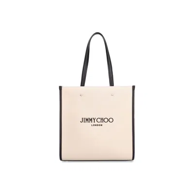 Jimmy Choo Medium Logo Tote Bag In Beige