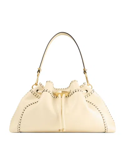Jimmy Choo Medium Snake-print Bon Bon Cinch Bag In Sand